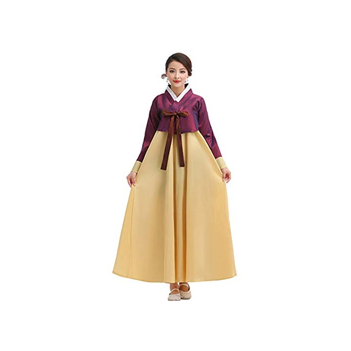 Moda XFentech Ladies Coreano Trajes Tradicionales Hanbok Vestido - Ladies Manga Larga Vestido