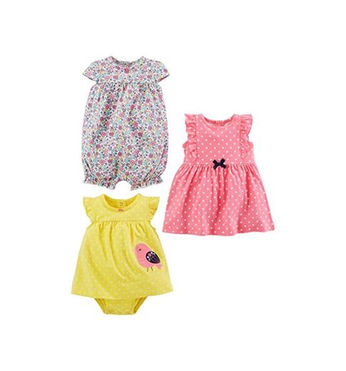 Simple Joys by Carter's Baby Girls paquete de 3 pelele, traje de