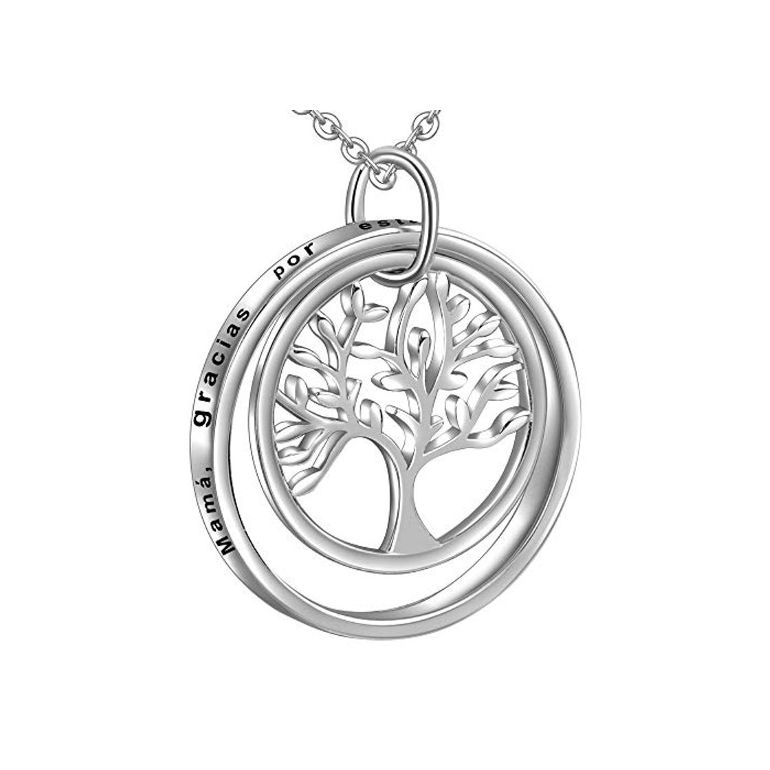 Social LOVORDS Collar Mujer Grabado Plata de Ley 925 Colgante Árbol de la