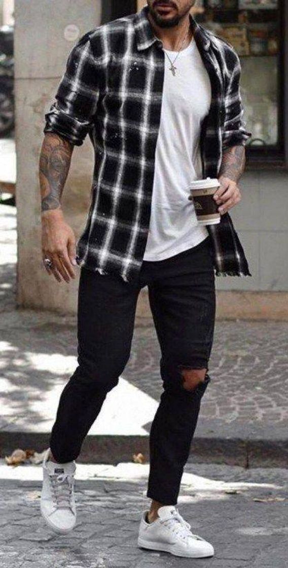 Moda BOLF Hombre Camisaa Cuadros De Manga Larga Cuello Americano Slim Fit Estilo