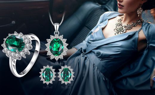 JewelryPalace Pendientes Princesa Diana William Kate Middleton Vintage Halo Oval 1