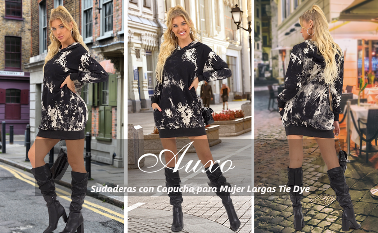 Social Auxo Sudadera con Capucha Mujer Talla Grande Vestido Sudadera Hoodie Manga Larga