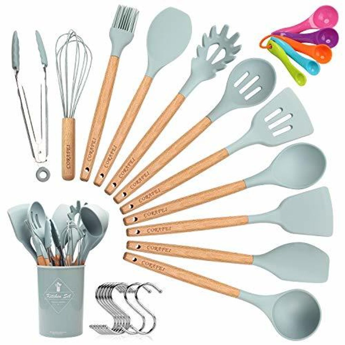 Social Corafei Utensilios de cocina silicona y madera