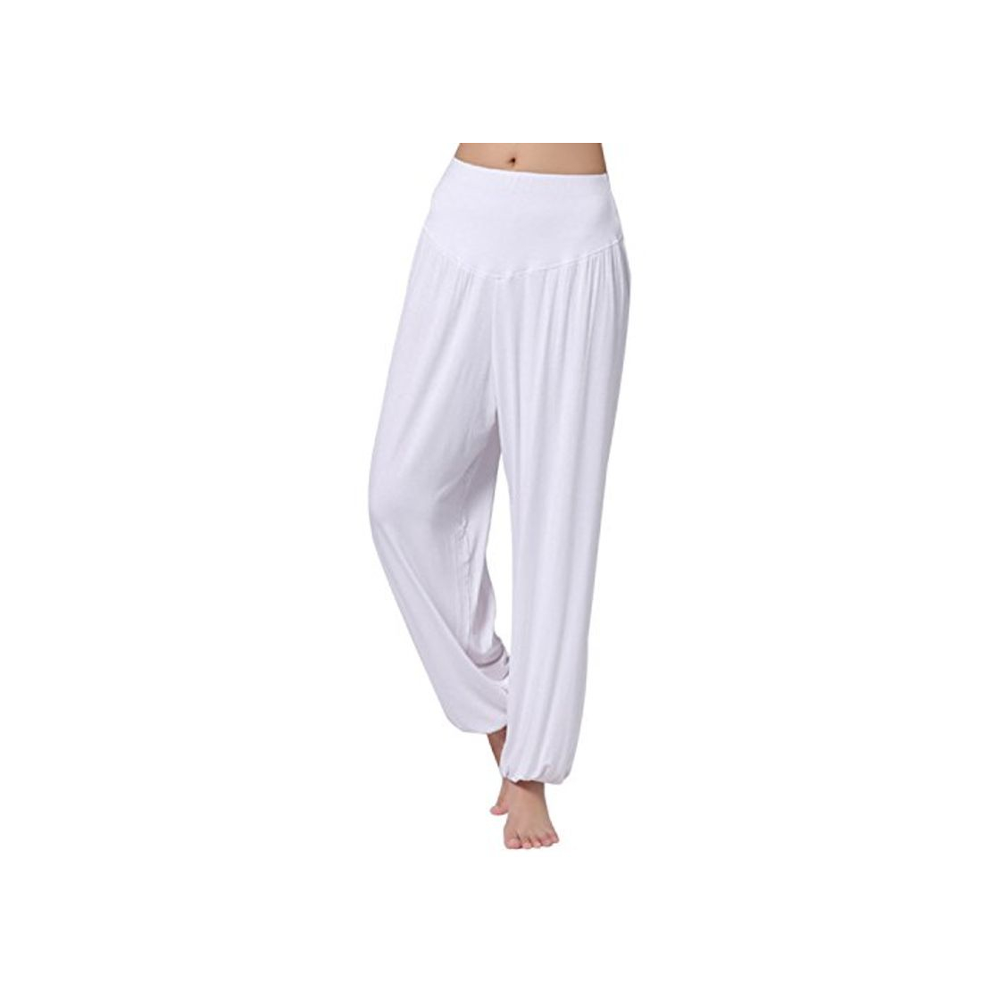 Moda JLTPH Mujer Pantalones de Yoga Anchos Sólido Color Largos Baggy Pantalones Elásticos Fitness Algodón Modal Harem Danza Deportivo Pantalón Polainas