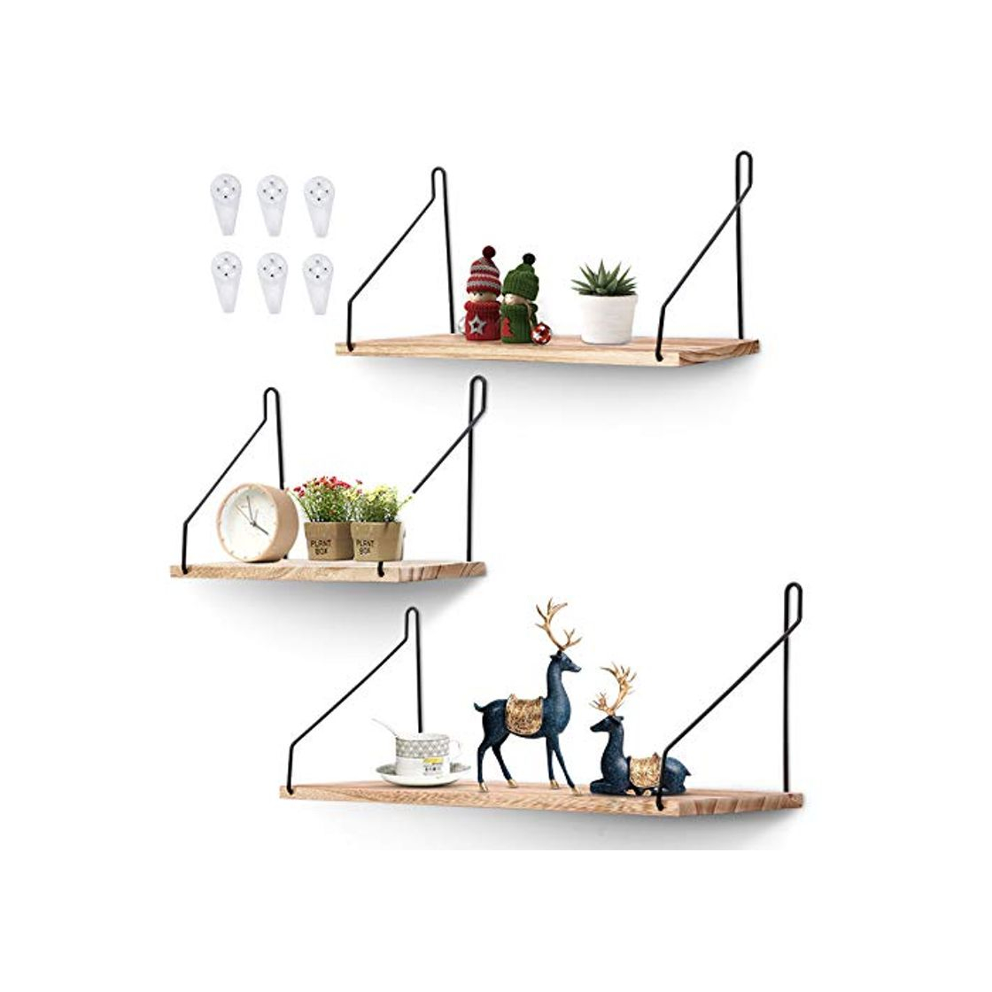 Social AGSIVO 3pcs Estantería de Pared, Estantería Colgante, Baldas Flotantes en Madera Decoración