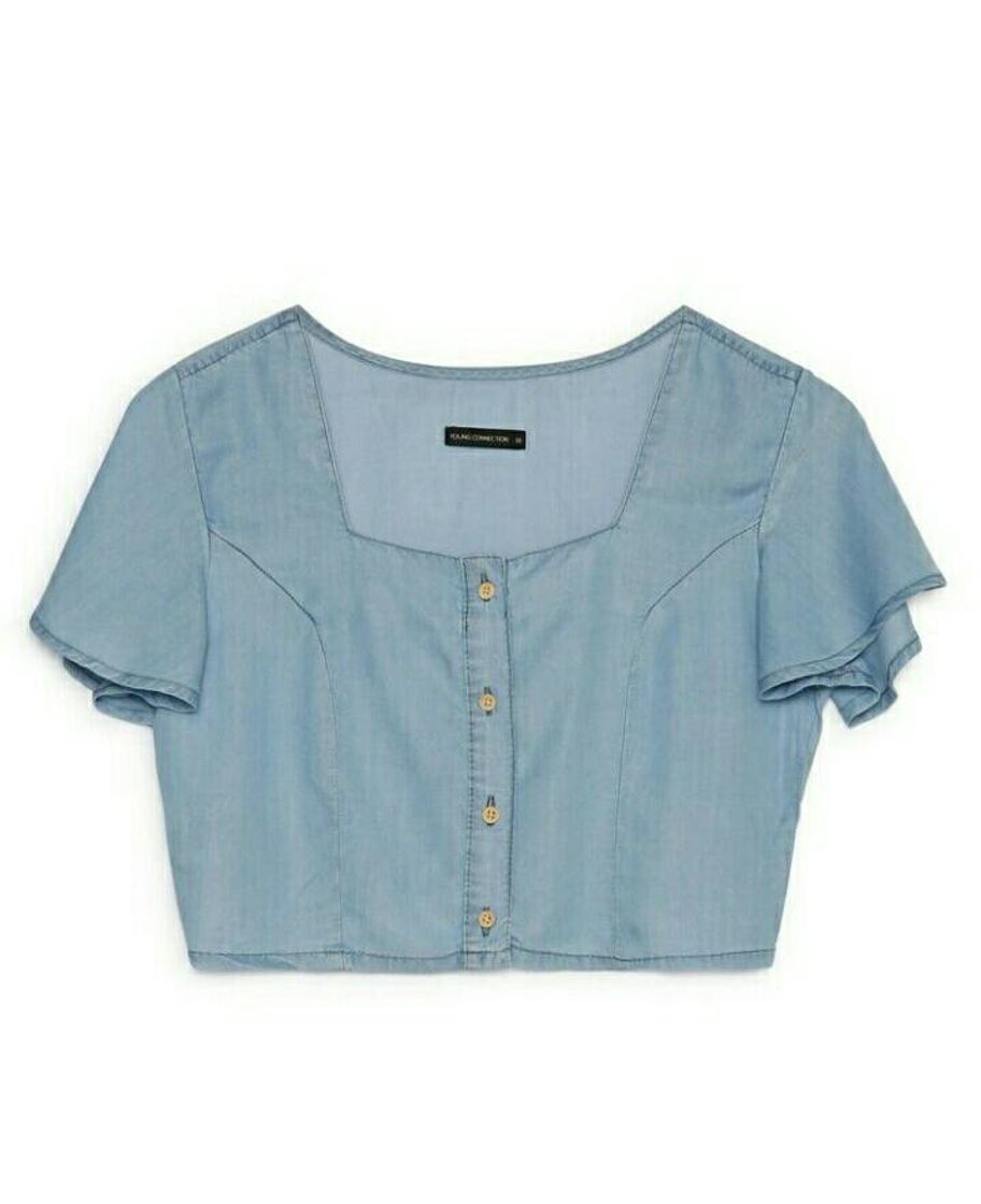 Fashion Blusa Jeans Juvenil Decote Quadrado -  Claro - Riachuelo