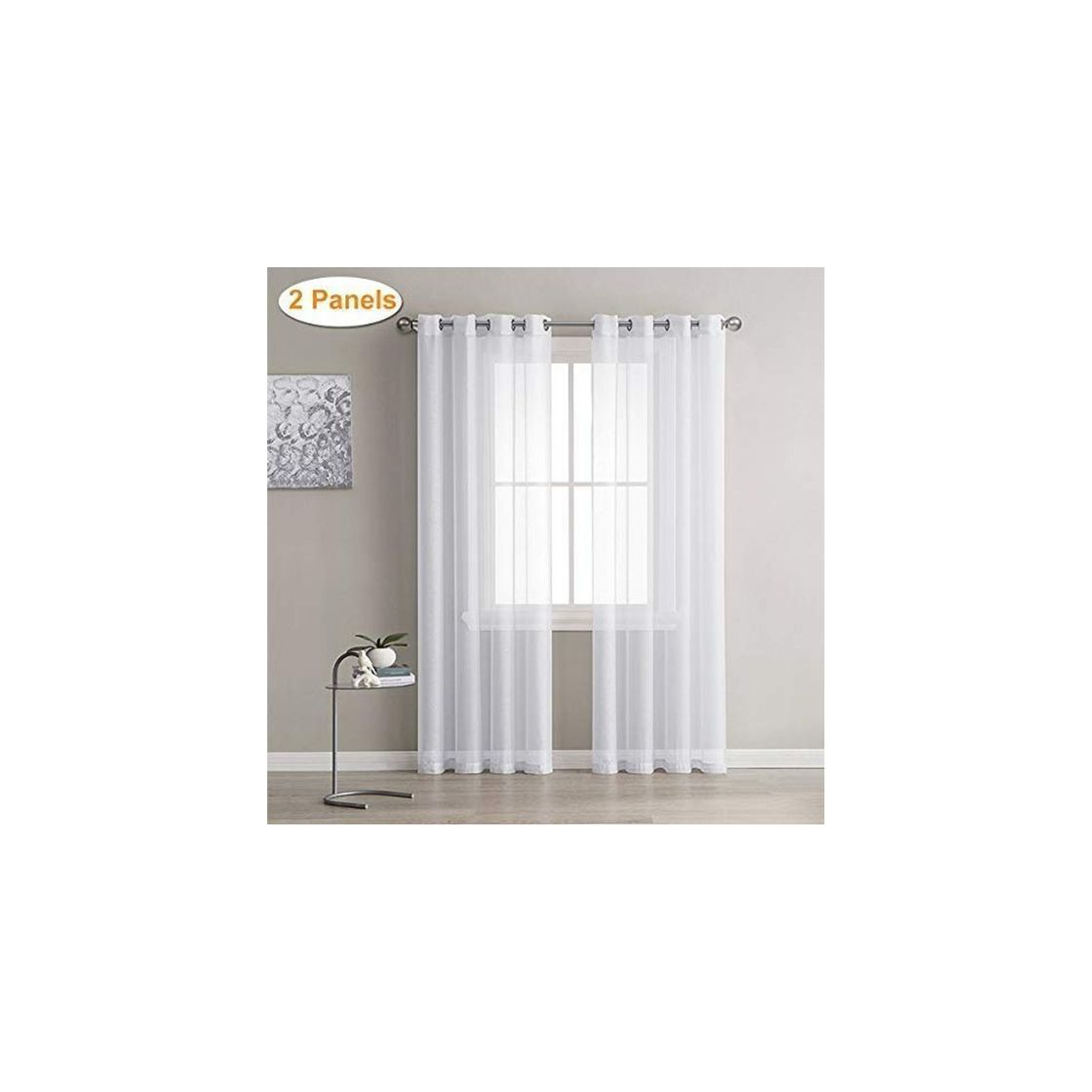 Producto lalafancy 2 Piezas Visillos para Ventanas Cortinas Transparente Suave con Ojales para