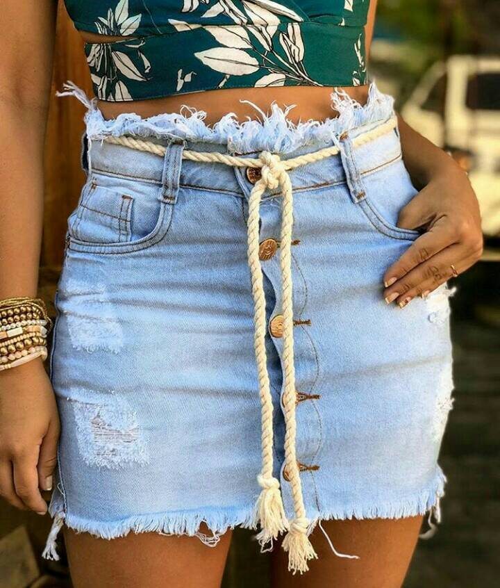 Moda Saias jeans ❤