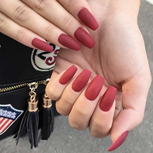 Social Sethexy 24 piezas Mate Bailarina Puro Color Uñas falsas Ataúd Cobertura total