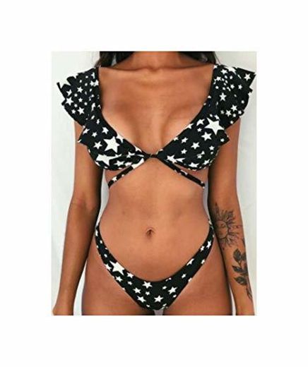 Off The Shoulder Print Ruffled Bikini Mujer New Sexy Swimwear Women Swimsuit