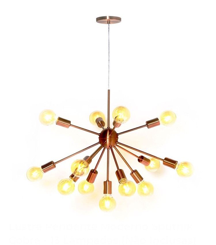 Fashion Lustre Pendente Moderno Sputnik Cobre - 13 Lâmpadas 💡 