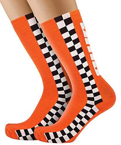 Place SUCKMYSOCKS Calcetines Altos Coloridos para Hombre de Carreras Naranjas