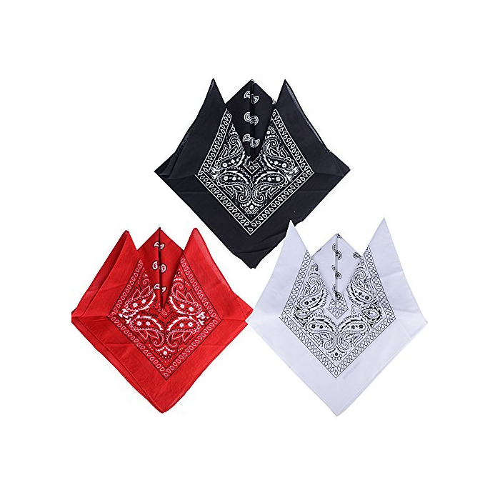 Fashion QUMAO Pack de 3 Pañuelos Bandanas de Modelo de Paisley para Cuello/Cabeza