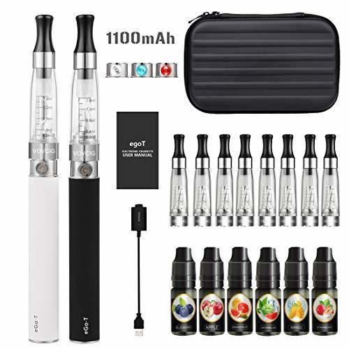 VOVCIG Cigarrillo Electronico,E-Cigarrillo E-líquido Ego II Kits:2 X 1100mah Batería Recargabla +10