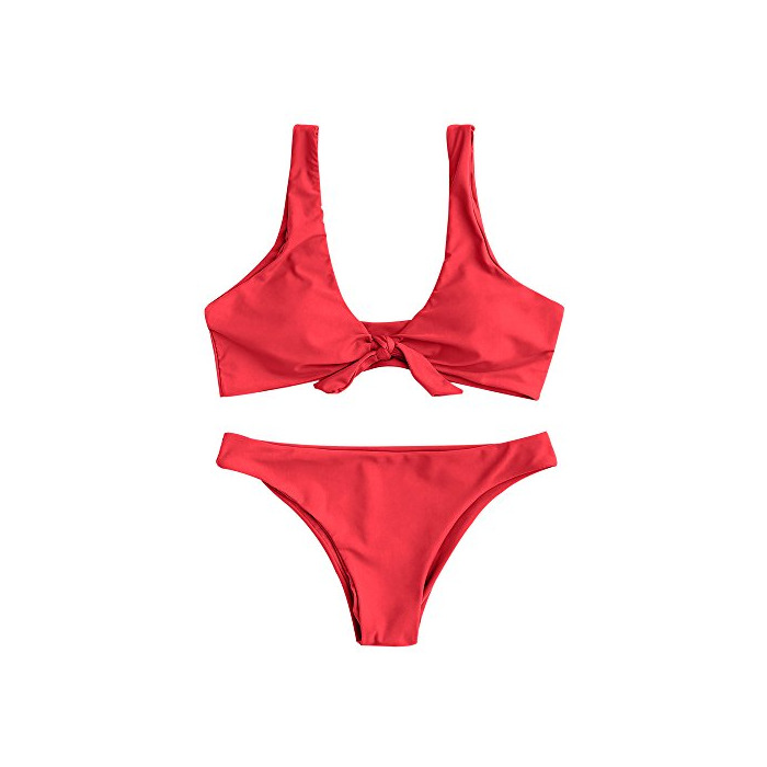 Social ZAFUL Bikini Set con Relleno Traje de Baño Dos Piezas con Nudo