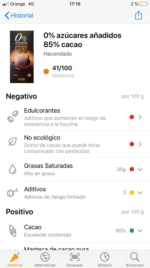 App Yuka - Análisis de productos