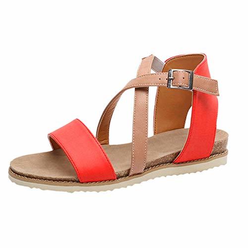 Product 2019 Women's Summer Sandals Women Peep Toe Beach Breathable Flat Buckle Strap