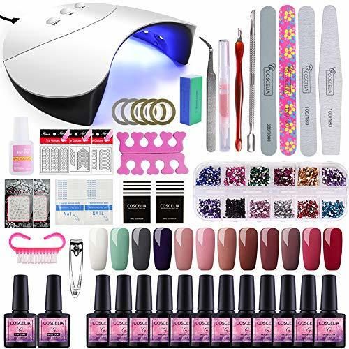 Saint-Acior 36W UV/LED Lámpara Secador de Uñas 12PCS Esmalte Semipermanente Kit Uñas