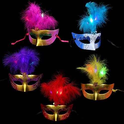 Products BLEVET 5CS Máscara de Plumas Artificiales Máscara de Medias mascarillas para Carnaval,