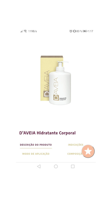 Product Creme d'aveia