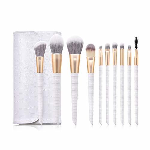 Belleza 10 Pinceles de maquillaje Set White With Bag Herramientas de maquillaje-Set de