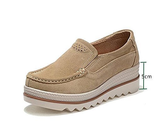 Mujer Mocasines Plataforma Casual Loafers Primavera Verano Zapatos de Cuña 5cm Negro