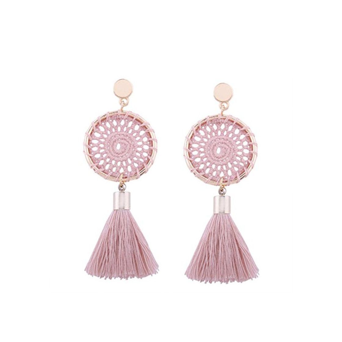 Social setmei moda Vintage mujeres Boho Bohemio Pendientes Largo borlas pendientes colgantes rosa