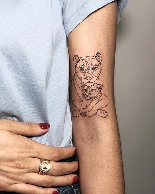 Fashion tatuagem mamãe e leãozinho