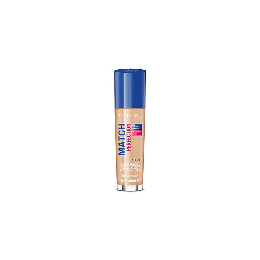 Belleza Rimmel London Match Perfection Foundation Base de Maquillaje Tono 102 Light Nude