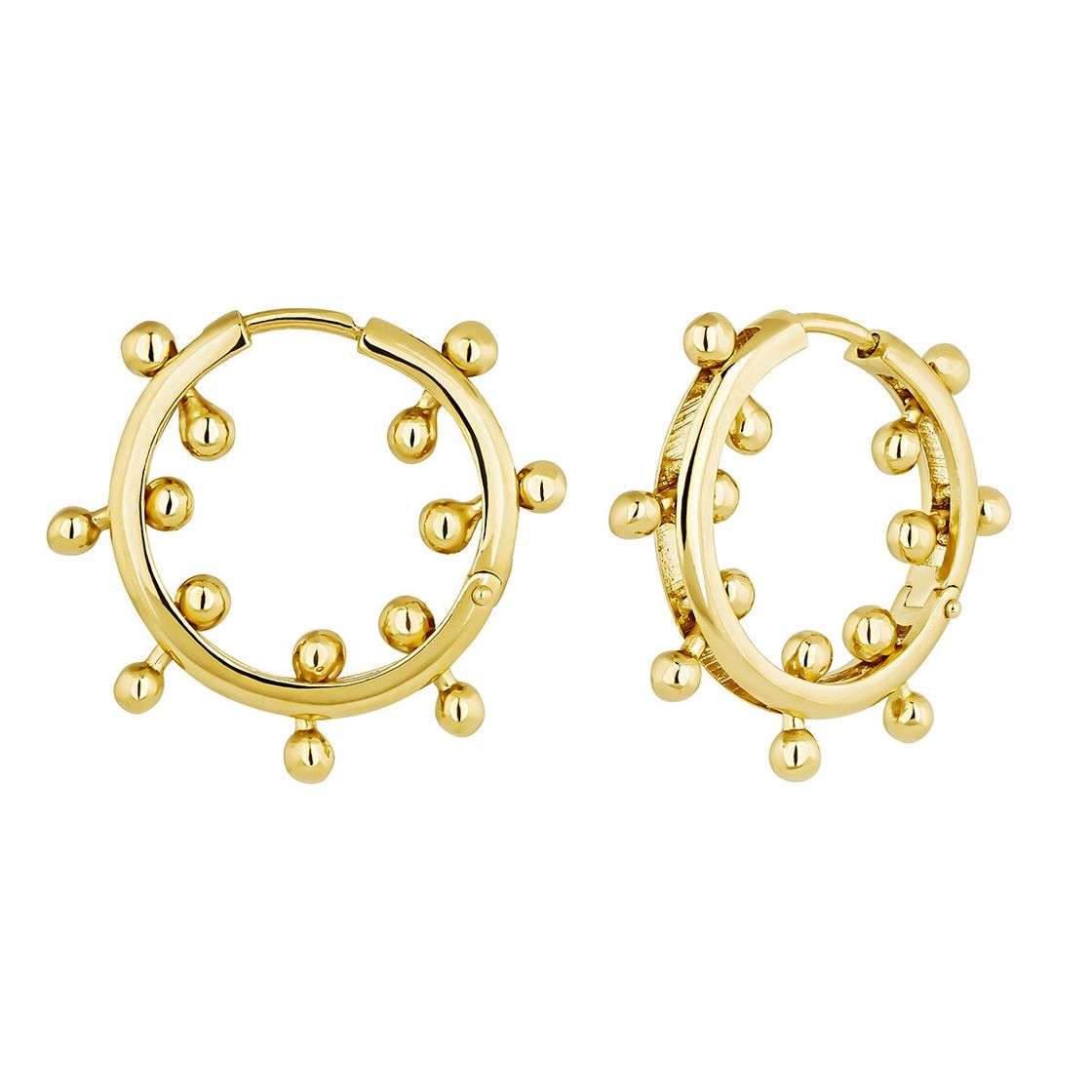 Moda Gold plated silver piercing balls hoop earrings | Aristocrazy