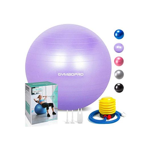 GYMBOPRO Fitness Pelota de Ejercicio - Bola Suiza con Bomba de Inflado,Bola