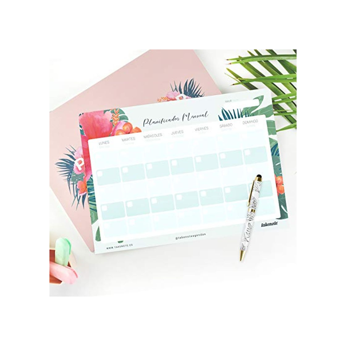 Social Planificador Mensual Perpetuo Tropical - 32 x 23 cm - Takenote Agendas