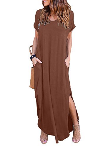 Social Vestido de Mujer Verano Flojo Casual Largo Liso Tunica Manga Larga y