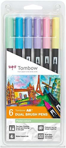 Social Set De 6 Rotuladores Dual Brush Colores Pastel Tombow