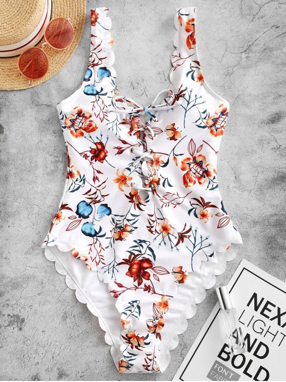 Social Zaful plant print lace-up 