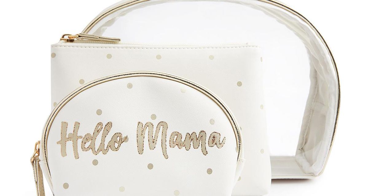 Social Bolsas maquilhagem slogan Hello Mama perspex branco | Bolsa de ...