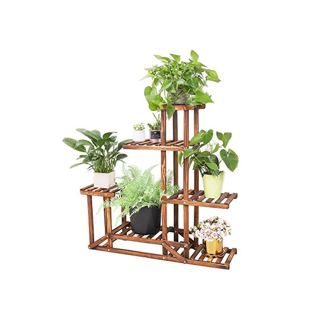 Social Soporte de Madera para Flores Estantería Decorativa de Macetas Plantas para Exterior Interior con 6 estantes 96×95×25cm