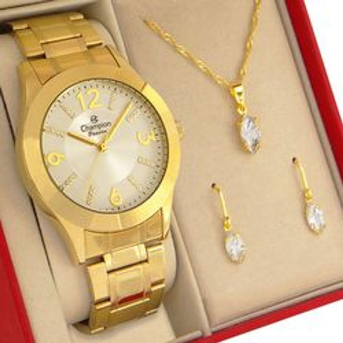 Fashion Relógio Champion Feminino Dourado Ouro CN28713W prova d ...