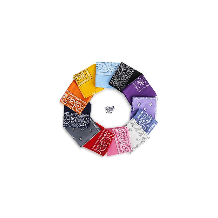 Social YISSVIC 12pcs Pañuelos Bandanas para Cabeza y Cuello Multicolor Múltiple de 100%