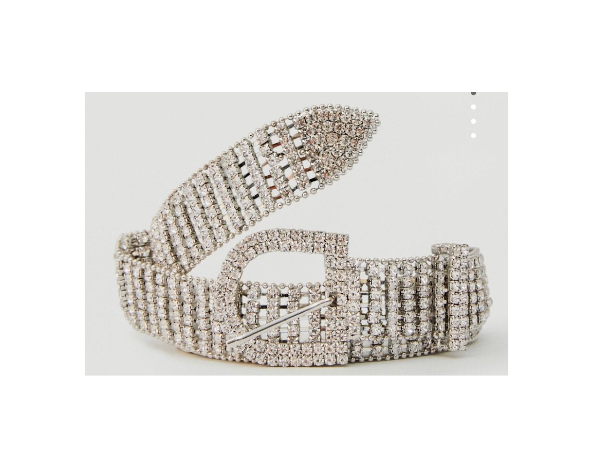 Social Cinturón strass plateado