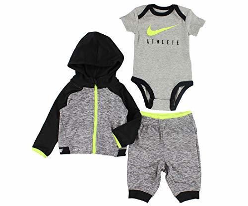 Nike Infantil Bodysuit Baby Boy de 3 Piezas, con Capucha y Pantalones