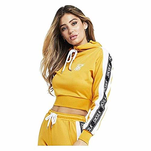 Social Sudadera Capucha Siksilk – Cropped 90´s Panel Poly Amarillo/Blanco/Negro Talla: 6 XXS