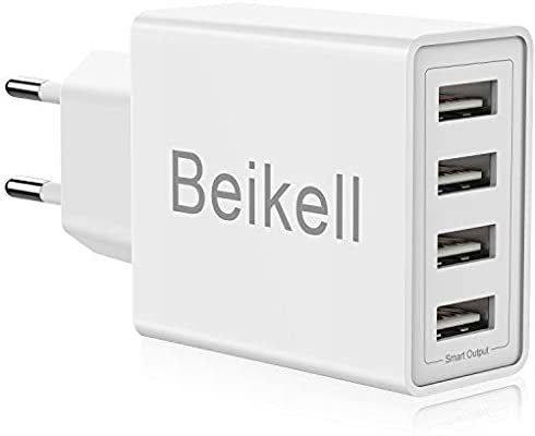 Fashion Beikell Cargador USB de Pared con 4 Puertos