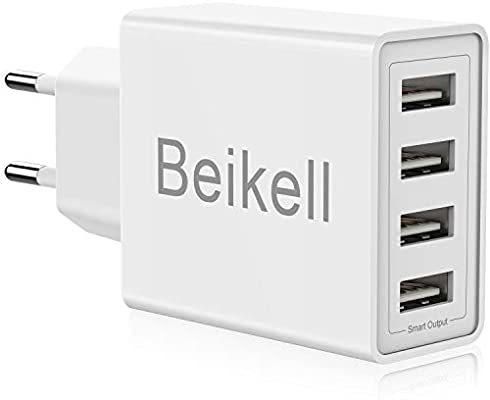 Beikell Cargador USB de Pared con 4 Puertos