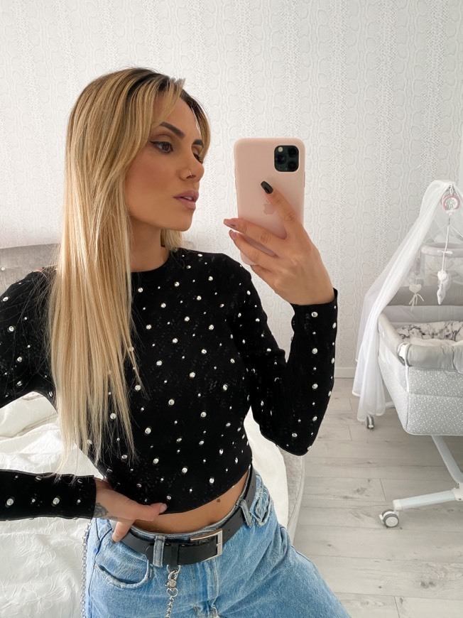 Social Camisola preta com tachas 