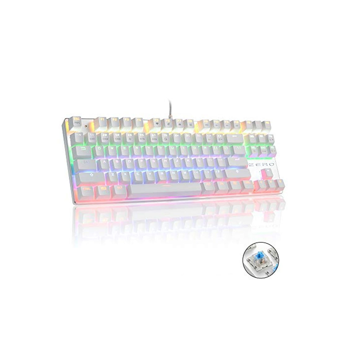 Electrónica Teclado mecánico, HiveNets 87 Teclas Interruptores Azules Teclado retroiluminado RGB Anti-Fantasma para