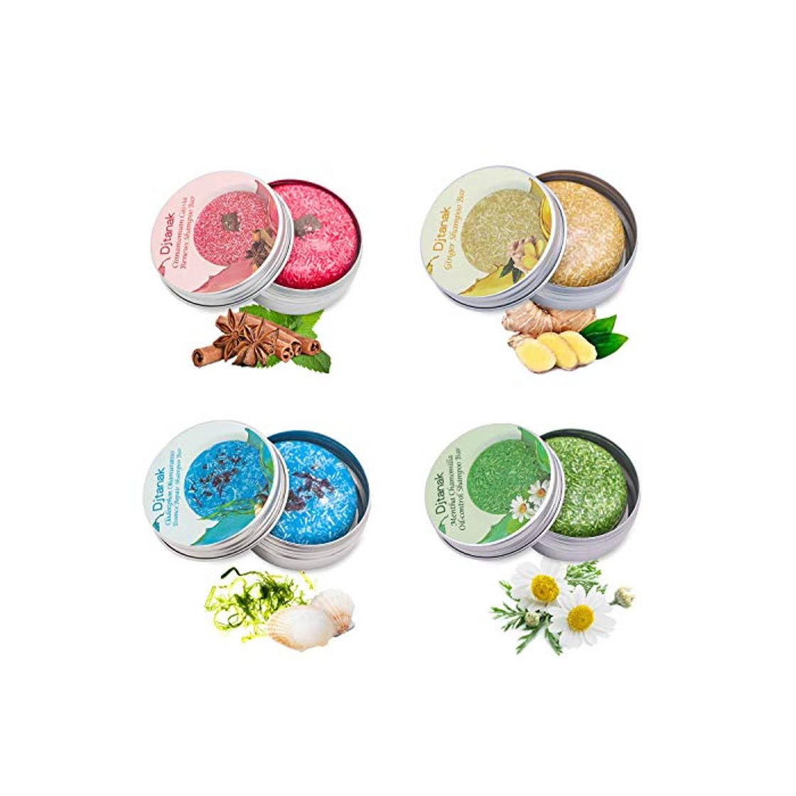 Social Djtanak Champú Sólido Organico 4 Pcs, Natural Herbal Champú para, Tratamiento de