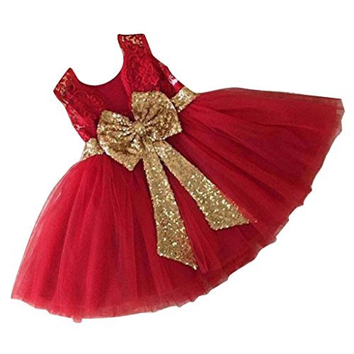 Fashion Inlefen Girls Bowknot Lace Princess Skirt Summer Lentejuelas Vestidos para bebés niños