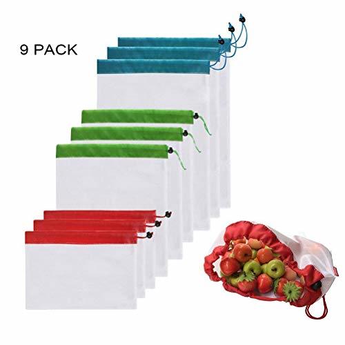 Productos Leenou Bolsas Compra Reutilizables Ecol¨®gicas Bolsa de Malla para Almacenamiento Fruta Verduras