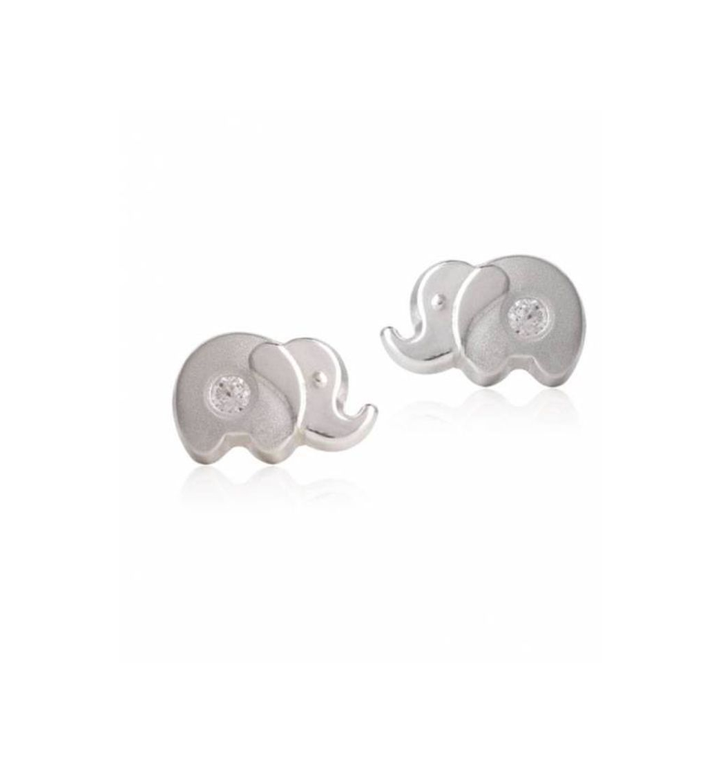 Fashion Pendientes elefante plata primera ley con circonita